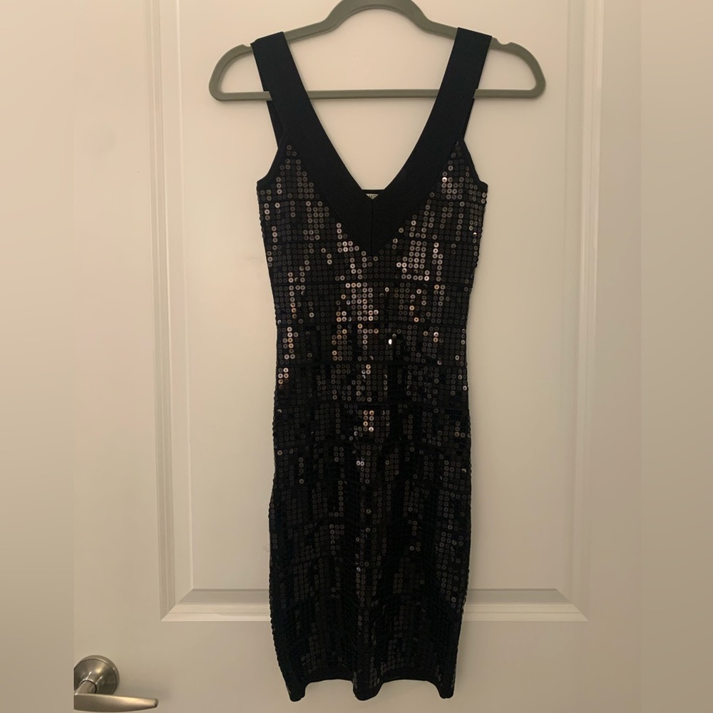 BB Dakota Black Sequin Body-con Mini Dress, size XS